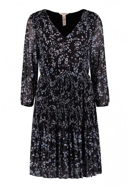 Шпиц рокля с принт - Черен/Син