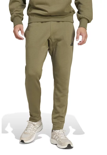 Скосен спортен панталон FeelCozy с връзка - Черен/Зелени аспержи