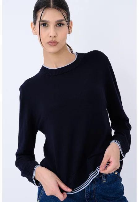 Слим пуловер Jervis от мерино - Тъмно лилаво