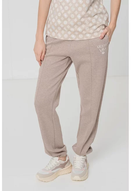 Спортен панталон с лого - Светло кафяво