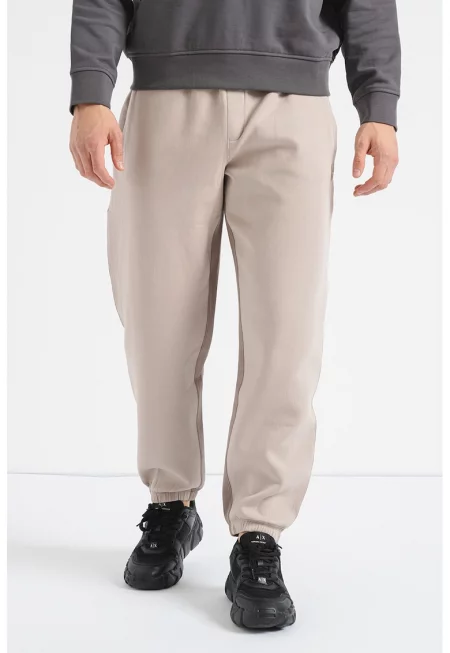 Спортен панталон с памук и скосени джобове - Светлокафяв