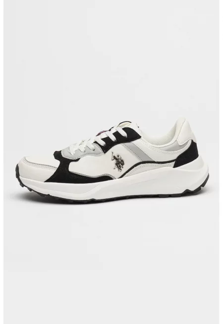 Спортни обувки от еко кожа Karina с контрасти - Бял/Черен/Сив