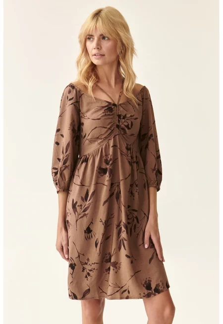 Среднодълга пола с шарка - Тъмнокафяв/Сиво-кафяв