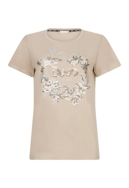 Стандартна тениска с шарка - Бежов