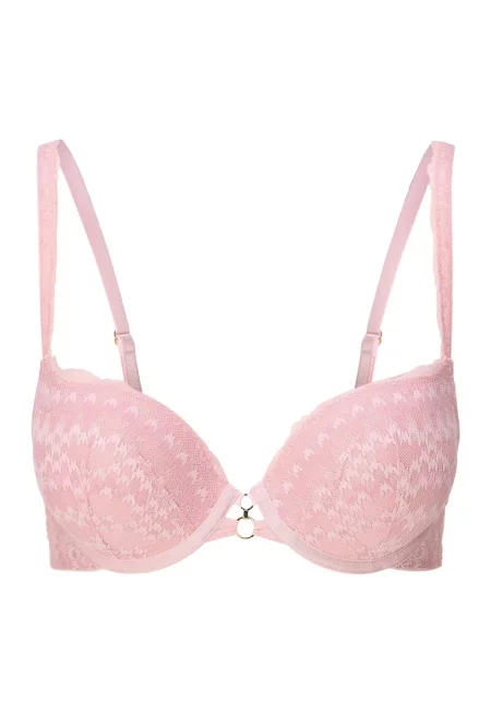 Сутиен с повдигащ се ефект и регулируеми презрамки - Пастелнорозов