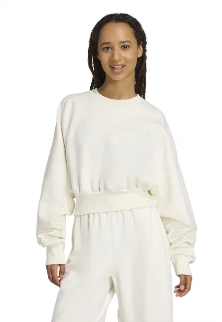 Свободен суитшърт с модал с еластичен подгъв - Мръснобял