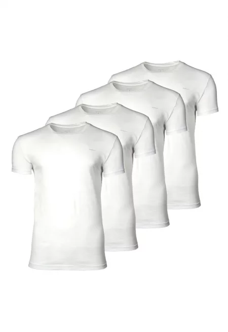 Тениска с овално деколте - 4 броя - Бял
