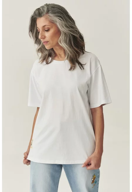 Тениска с принт - Бял/Черен