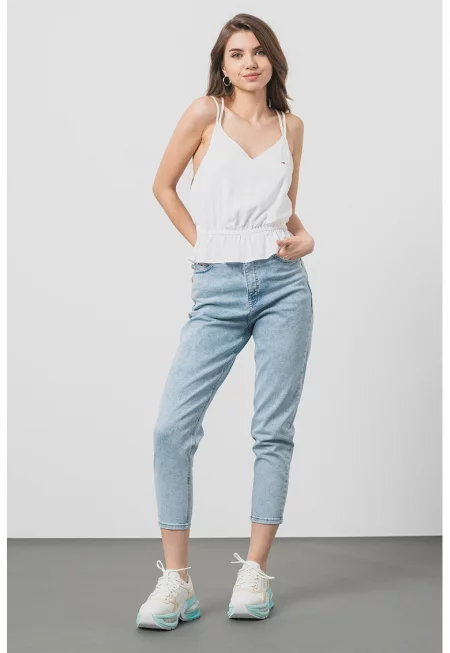 Топ с тънки презрамки - Бял