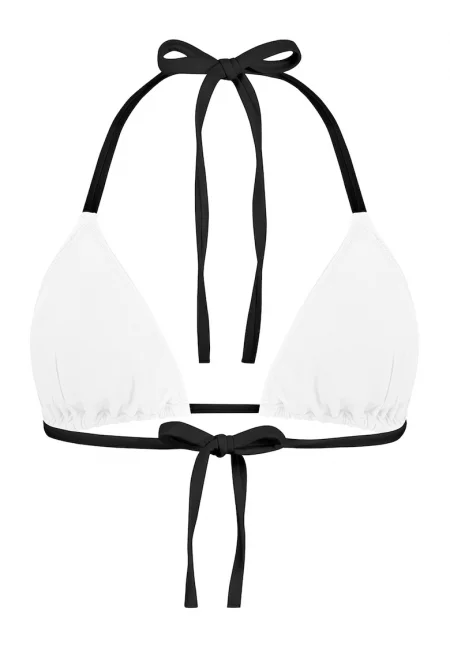 Триъгълно горнище на бански с подплънки - Бял/Черен