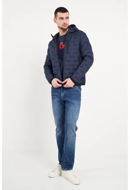 Яке с качулка и цип - Тъмносин