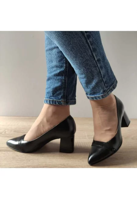 13462 черни елегантни дамски обувки - черни