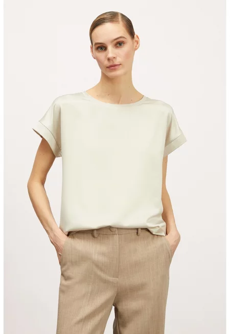 Асиметрична блуза с къси ръкави