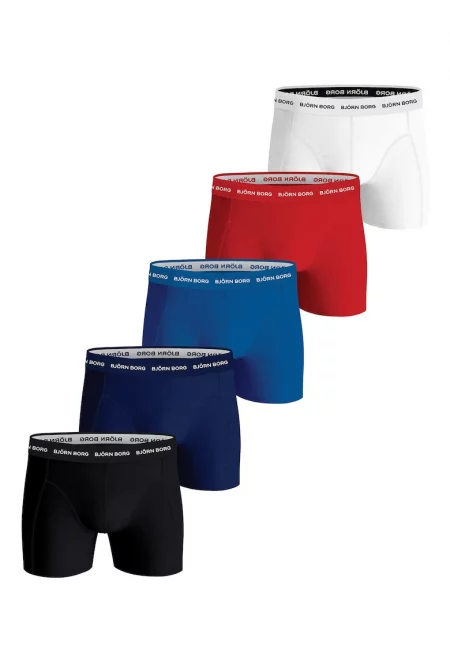 Боксерки с лого на талията - 5 чифта - Бял/Аленочервен/Син