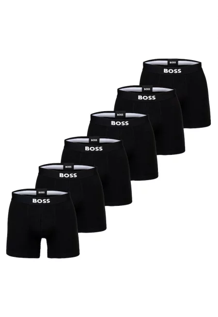 Боксерки с памук и лого - 6 чифта - Черен