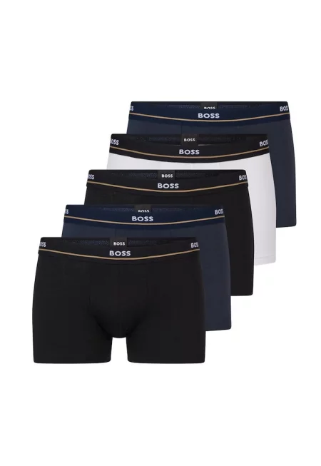 Боксерки с памук с лого - 5 чифта - Бял/Черен