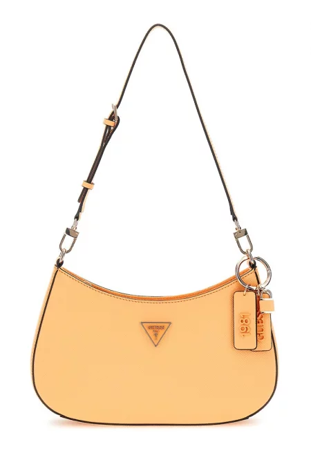 Чанта през рамо Noelle от еко кожа с релеф Сафиано - Светло оранжево