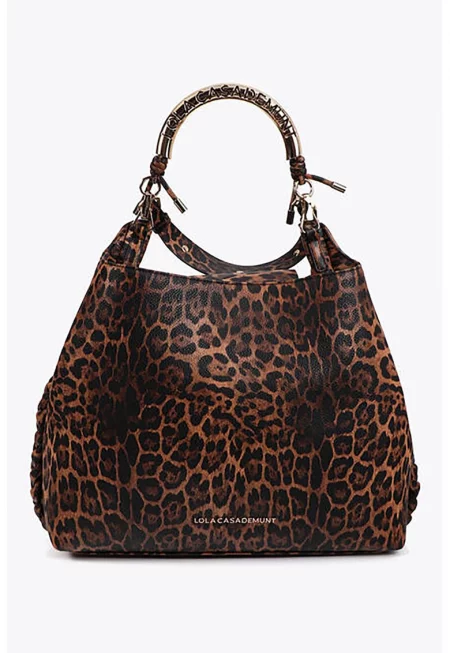 Чанта с животински принт - Черен/Канелено кафяво