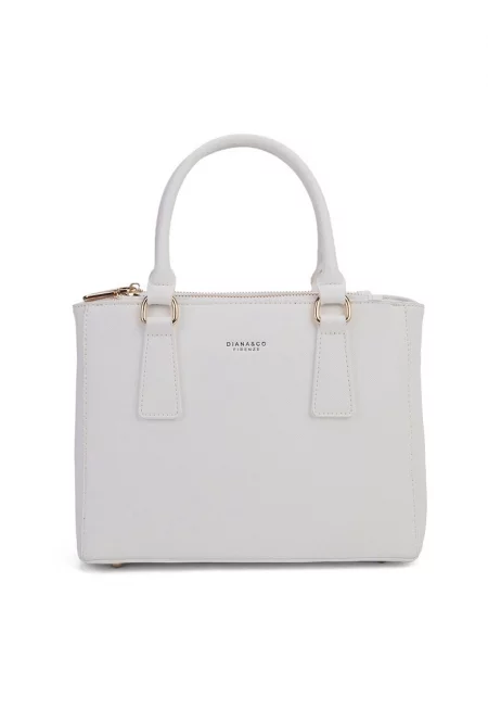 Чанта за рамо от еко кожа с лого - Бял