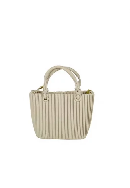 Дамска чанта от естествена кожа  Mei - Бежов - 23 x 17 x 9 см