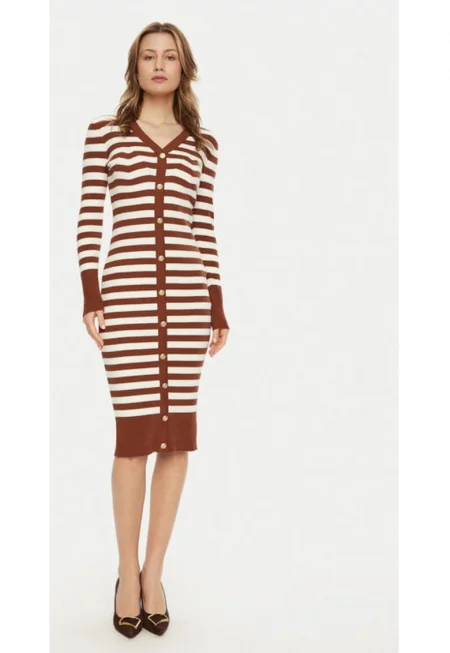 Дамска рокля -  304449017 - Вискоза/Полиамид - Кафяв - Кафяв