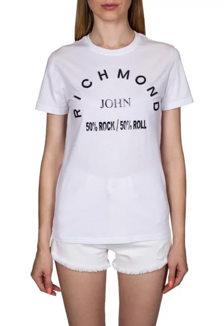 Дамска тениска - John Richmon - Памук - Бял - Бял