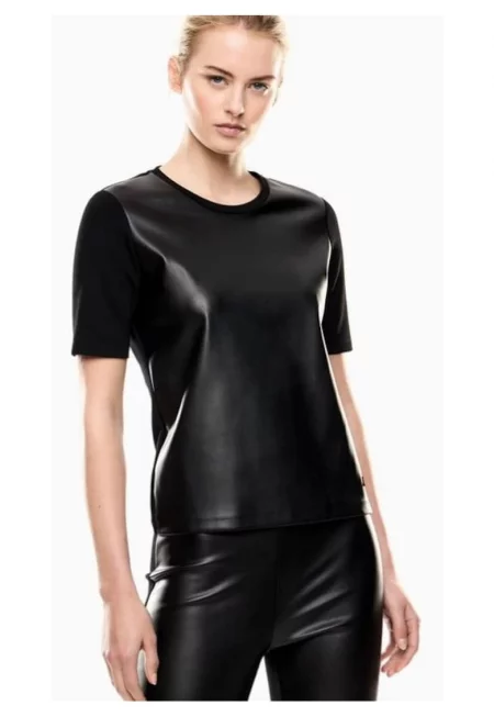 Дамска тениска  TRAIN WINTER MIX W TEE SS MIX MATERIAL - Вискоза - Черно - Черен