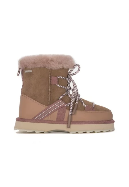 Дамски боти  естествена кожа кафяво/розово