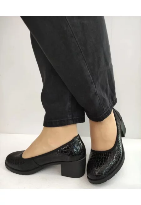 Дамски ежедневни обувки  60011A 01-O Черен Кроко - Черен -