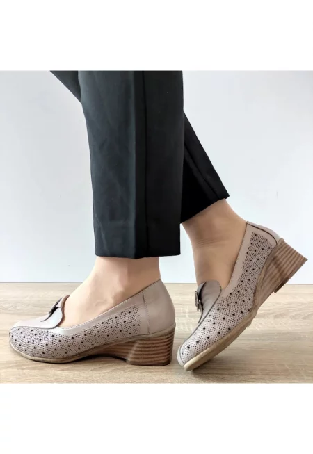 Дамски перфорирани обувки  Z21-05 Pink Beige Mink - Pink Beige Mink