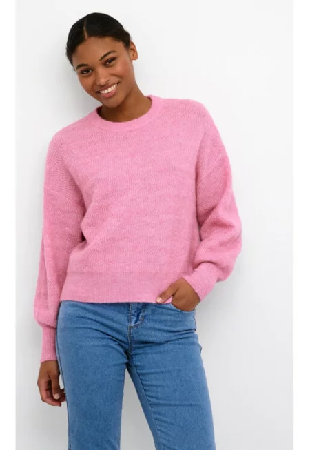 Дамски пуловер -  304099236 - Рециклиран полиестер/Найлон/Вълна - Розов - Розово