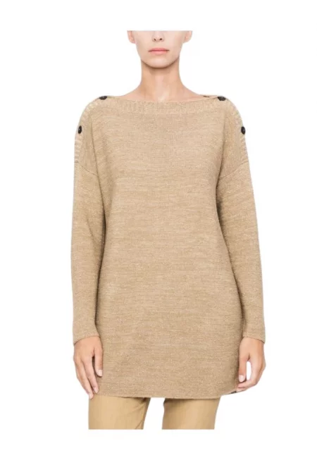 Дамски пуловер  класически - златист - вискоза - SM