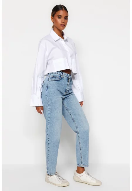 Дънки Mom Fit с висока талия