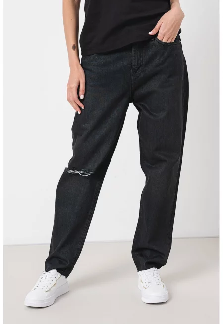 Дънки със средновисока талия и 5 джоба - Меланж тъмно сиво