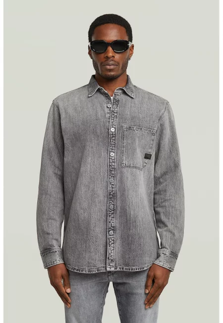 Дънкова риза с остра яка