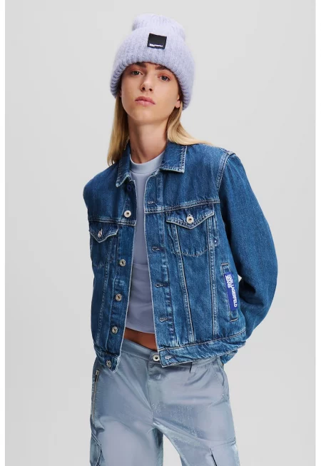 Дънково яке от органичен памук с джобове на гърдите - Петролно синьо