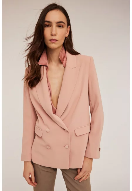 Двуредно свободно сако - Розова сьомга