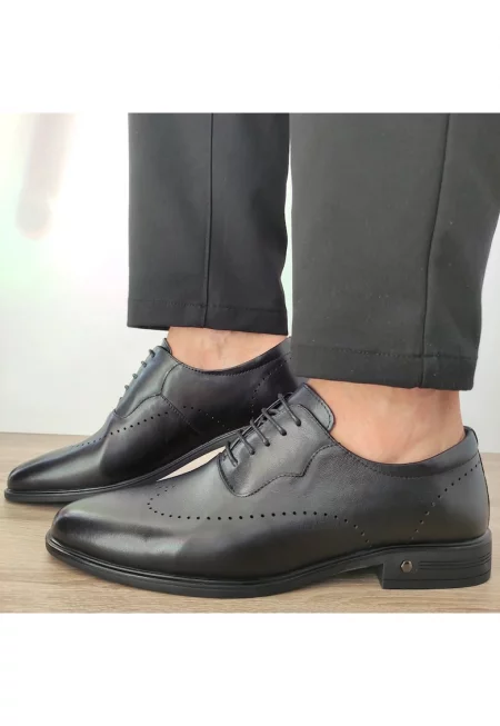F066-025 Елегантни Мъжки Обувки Черни - 44 - Черни