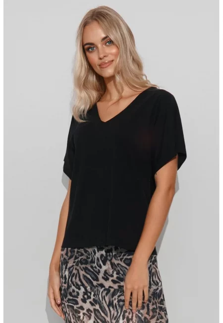 Извънгабаритна блуза с V-образно деколте -