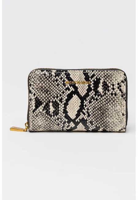 Кожен портфейл Bryant със змийска шарка - Слонова кост/Черен