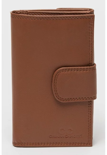 Кожен портфейл с двойно прегъване - Канелено кафяво