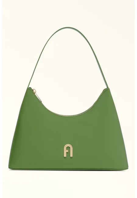Кожена чанта с дълга дръжка Diamante - Зелен