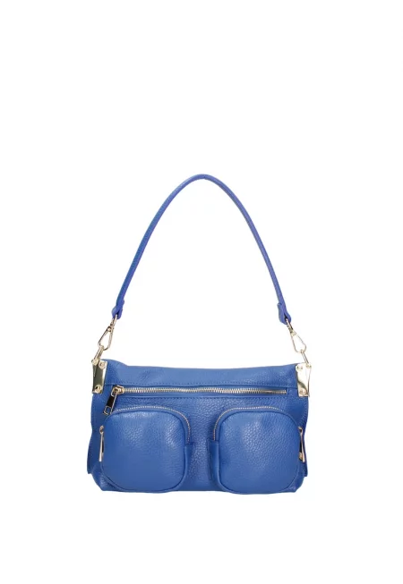 Кожена чанта с джобове - Кралско Синьо