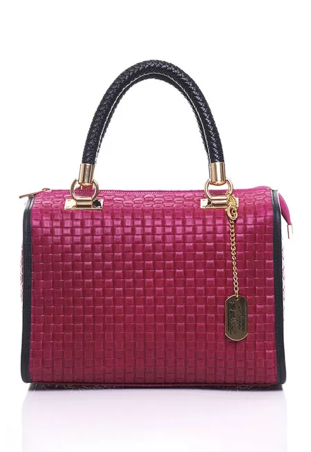 Кожена чанта за рамо Viola със сплетен дизайн