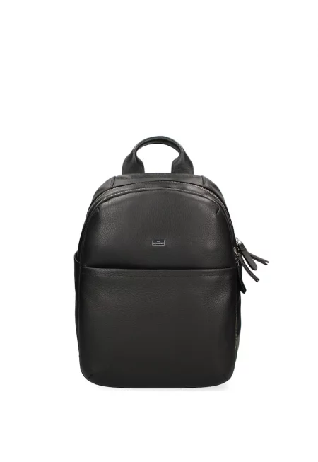 Кожена раница с отделения с цип - Черен