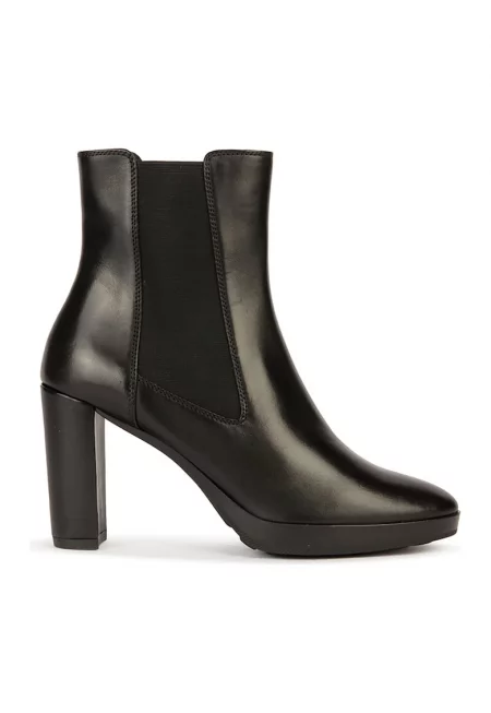 Кожени боти с масивен ток - Черен