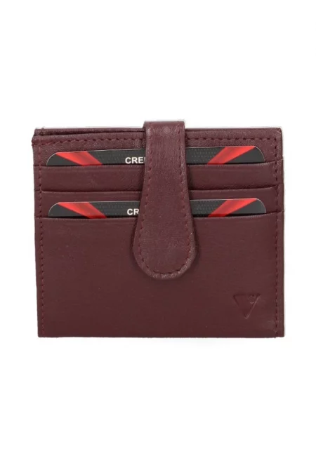 Кожено портмоне с двойно прегъване - Бордо
