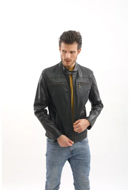 Кожено яке Alin - Тъмнокафяв