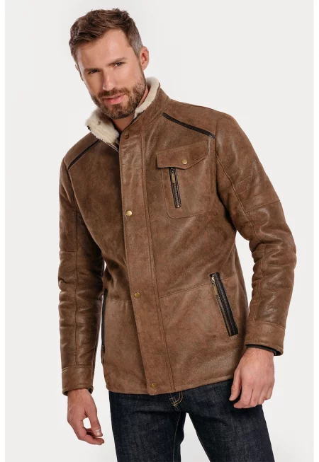 Кожено яке Lumberjack - Канелено кафяво