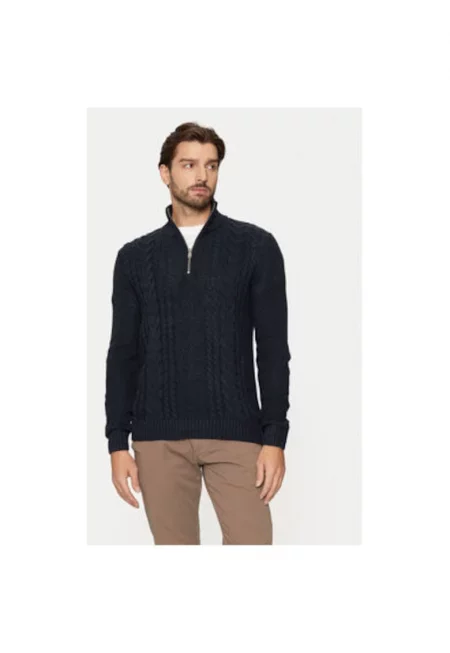 Мъжки пуловер -  304372896 - Акрил - Син - Син